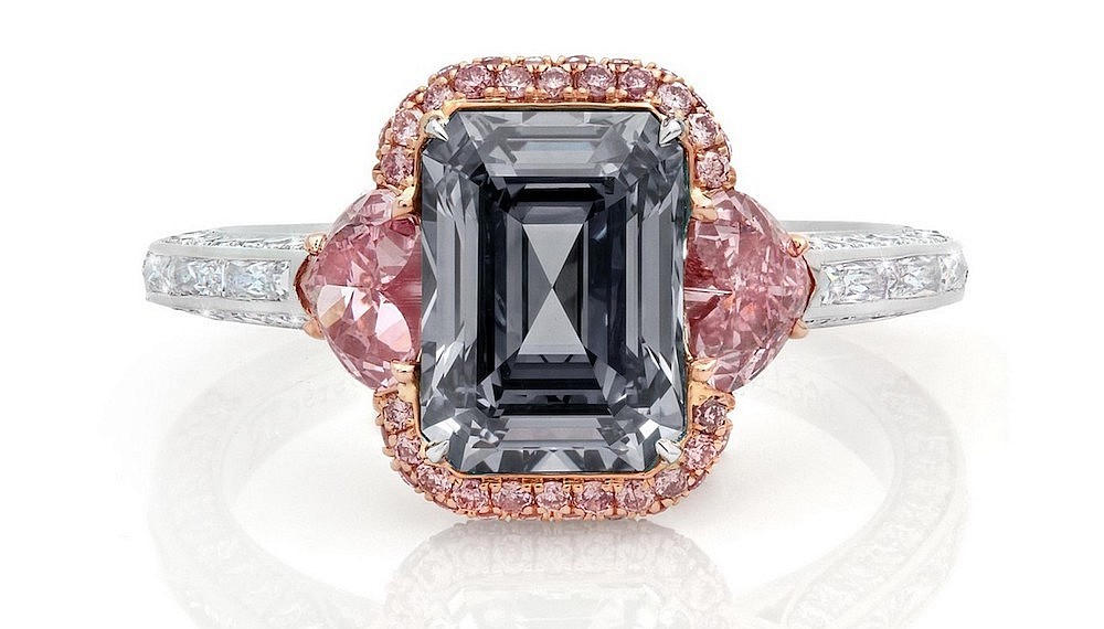 Emerald-cut grey diamond ring, Martin Katz