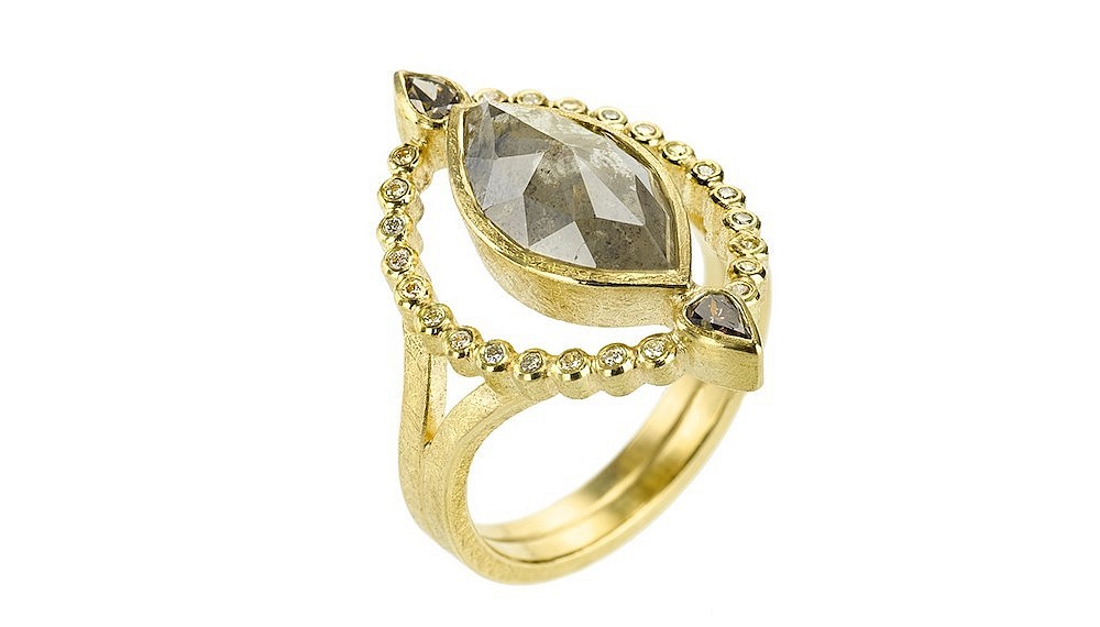 Marquise-cut grey diamond ring, Todd Reed