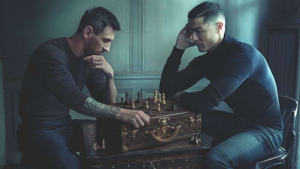 Louis Vuitton on X: Victory is a State of Mind. @Cristiano and  #LionelMessi captured by @annieleibovitz for @LouisVuitton. In addition to  a long tradition of crafting trunks for the world's most coveted