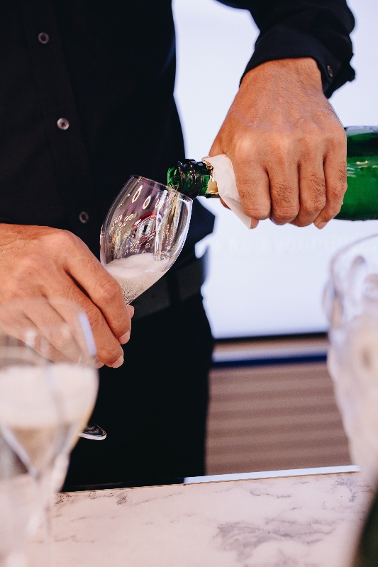 The fine, delicate bubbles of Champagne Delamotte danced on the palate with each sip.