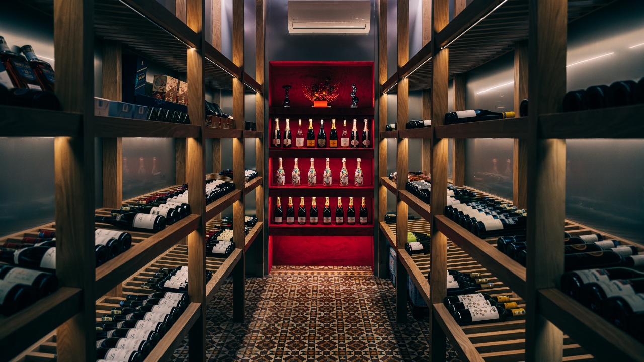 Their wine room boasts a collection of champagnes, wines, whiskies and more.